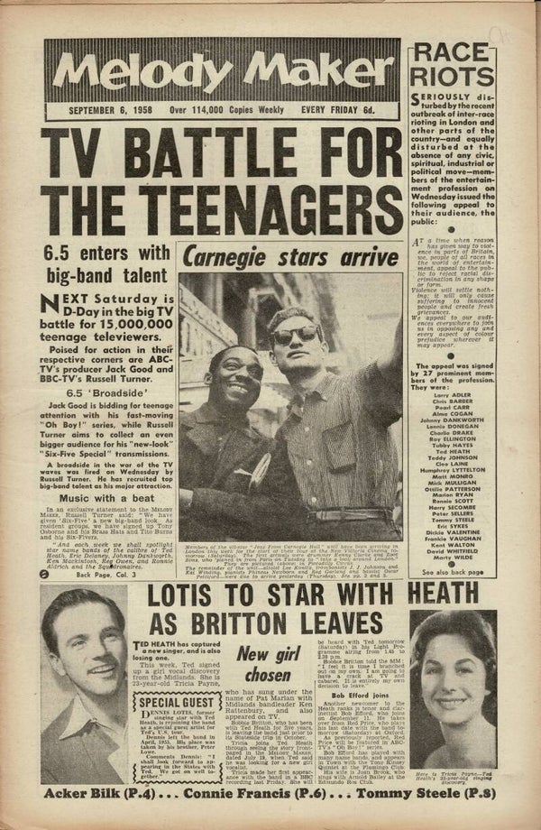 MELODY MAKER UK MUSIC PAPER September 6th 1958
