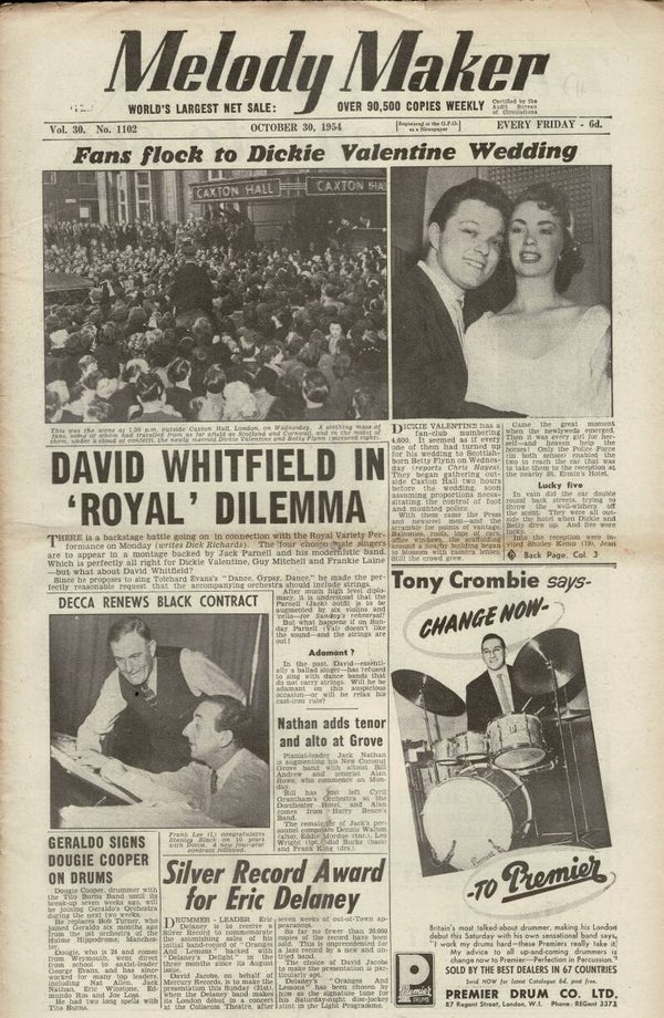 MELODY MAKER UK MUSIC PAPER October 30th 1954