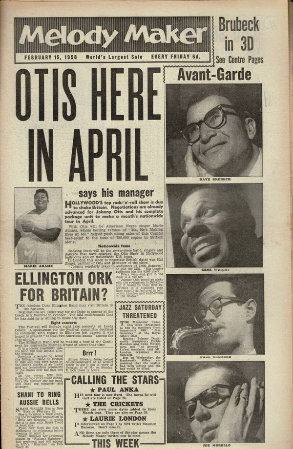 MELODY MAKER UK MUSIC PAPER February 15th 1958