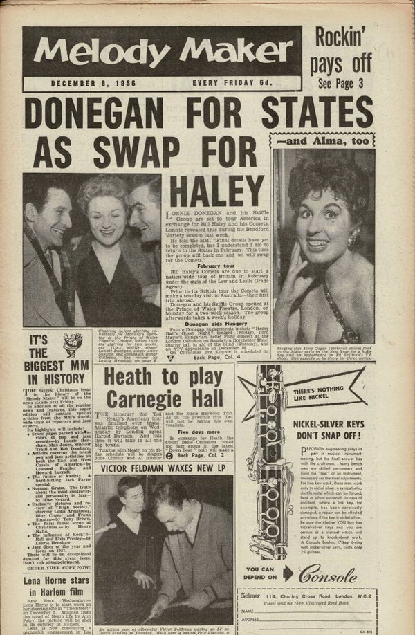 MELODY MAKER UK MUSIC PAPER December 8th 1956