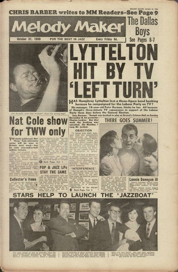 MELODY MAKER UK MUSIC PAPER October 31st 1959