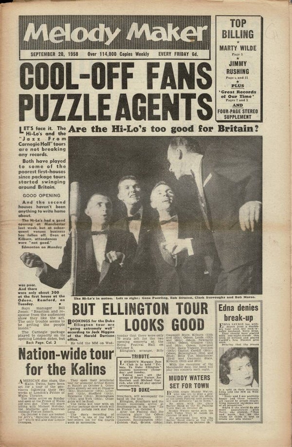 MELODY MAKER UK MUSIC PAPER September 20th 1958