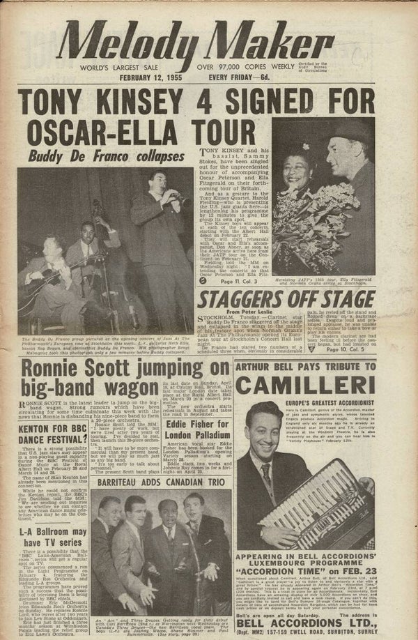 MELODY MAKER UK MUSIC PAPER February 12th 1955