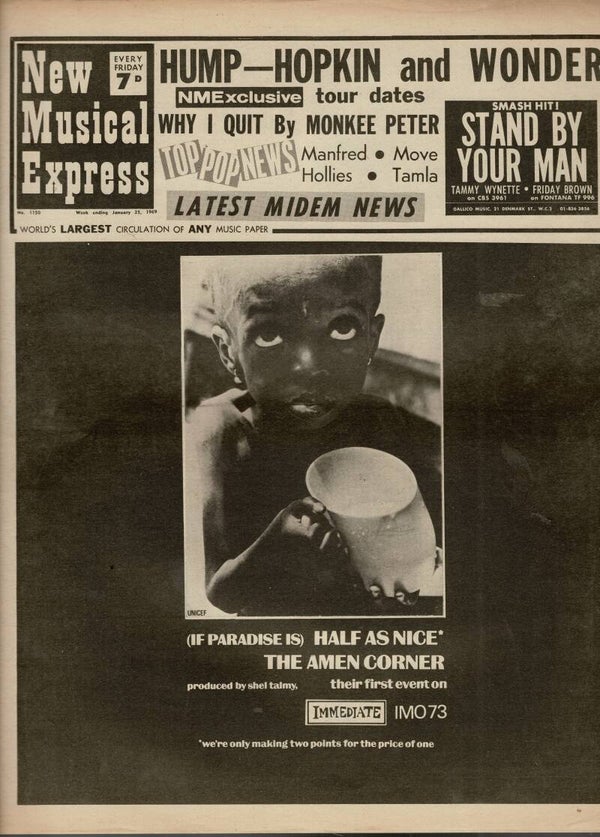 N M E NEW MUSICAL EXPRESS UK MUSIC PAPER  January 25th 1969   BUY VINTAGE BACK ISSUE MAGAZINES TILLEYS