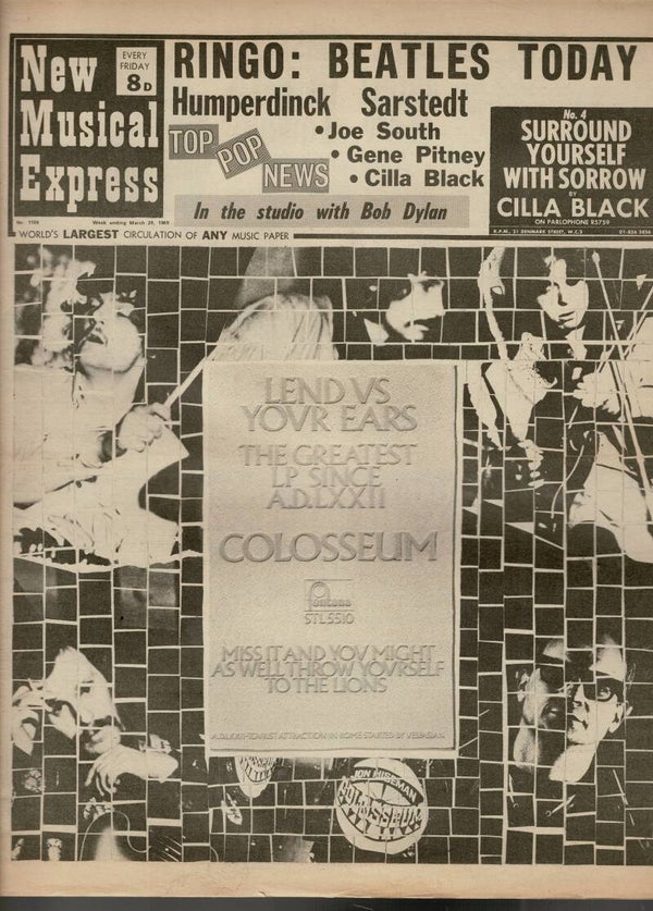 N M E NEW MUSICAL EXPRESS UK MUSIC PAPER  March 29th 1969   BUY VINTAGE BACK ISSUE MAGAZINES TILLEYS