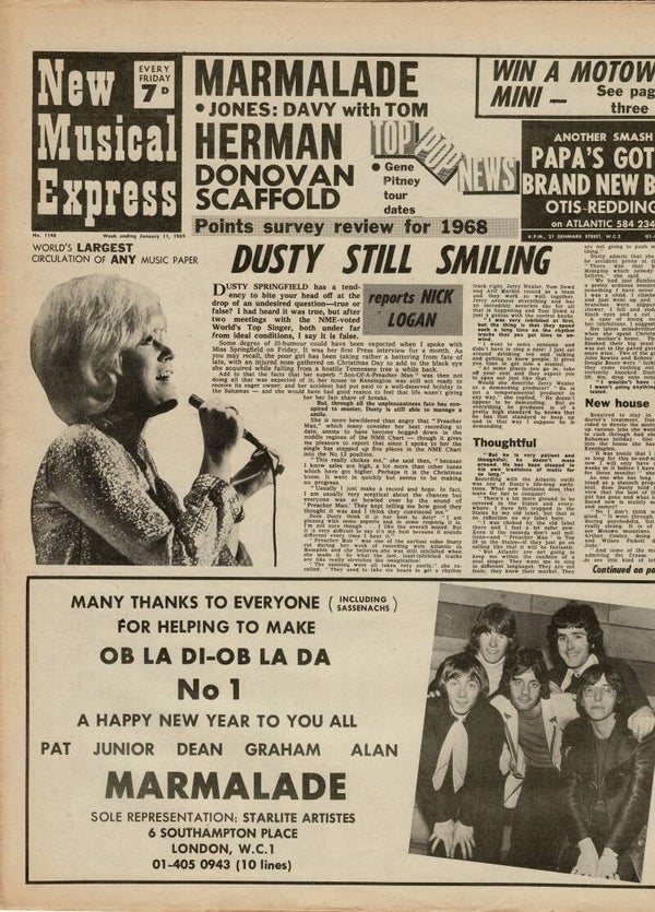 N M E NEW MUSICAL EXPRESS UK MUSIC PAPER  January 11th 1969  BUY VINTAGE BACK ISSUE MAGAZINES TILLEYS