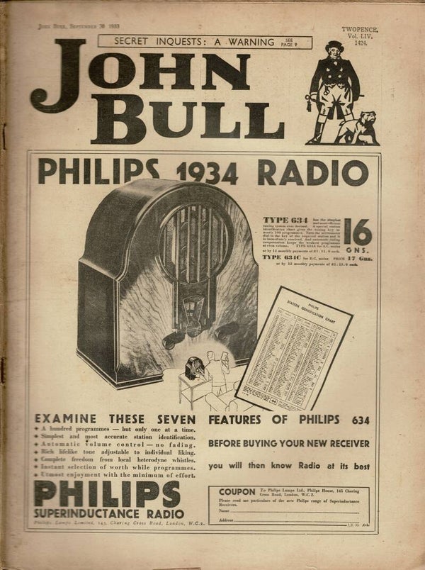JOHN BULL UK MAGAZINE September 30th 1933 VINTAGE MAGAZINE BACK ISSUE TILLEYS