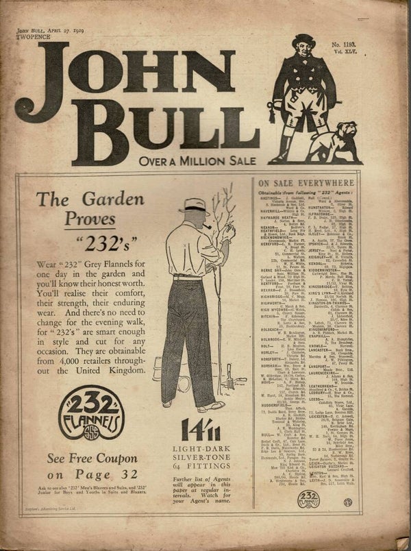 JOHN BULL UK MAGAZINE April 27th 1929 VINTAGE MAGAZINE BACK ISSUE TILLEYS