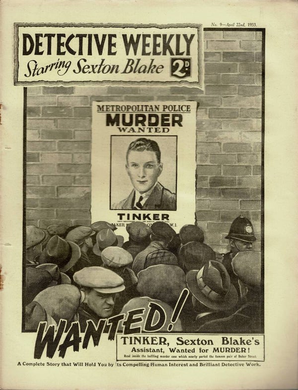 DETECTIVE  WEEKLY UK MAGAZINE SEXTON BLAKE NO 9 April 22nd 1933 VINTAGE MAGAZINE BACK ISSUE FROM TILLEYS