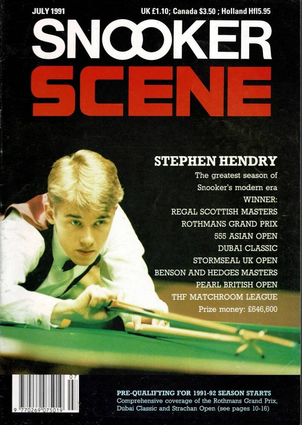 SNOOKER SCENE UK MAGAZINE July 1991 BUY VINTAGE BACK ISSUE MAGAZINES TILLEYS