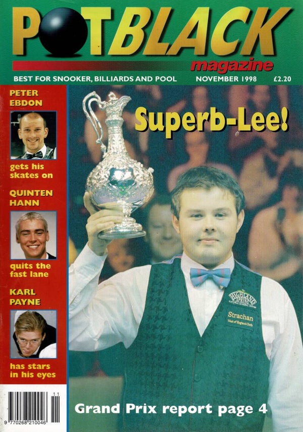 POT BLACK  UK SNOOKER MAGAZINE November 1998 BUY VINTAGE BACK ISSUE MAGAZINES TILLEYS