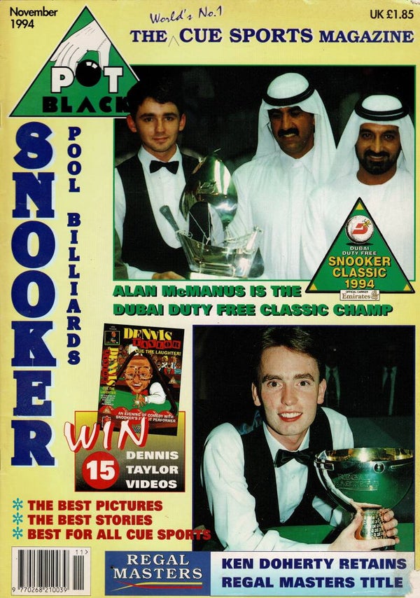 POT BLACK  UK SNOOKER MAGAZINE November 1994 BUY VINTAGE BACK ISSUE MAGAZINES TILLEYS