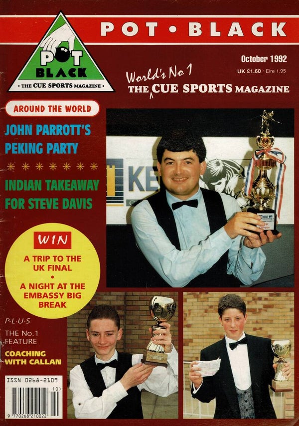 POT BLACK  UK SNOOKER MAGAZINE October 1992 BUY VINTAGE BACK ISSUE MAGAZINES TILLEYS