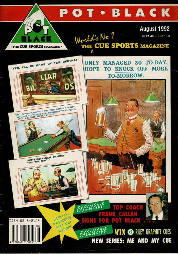 POT BLACK  UK SNOOKER MAGAZINE August 1992 BUY VINTAGE BACK ISSUE MAGAZINES TILLEYS