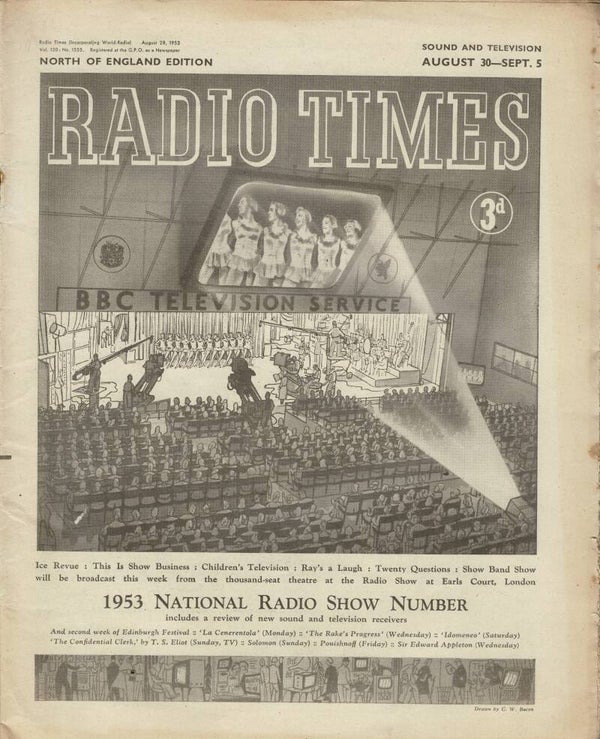 RADIO TIMES UK MAGAZINE AUGUST 30TH - SEPTEMBER 5TH 1953  VINTAGE BACK ISSUE MAGAZINES TILLEYS