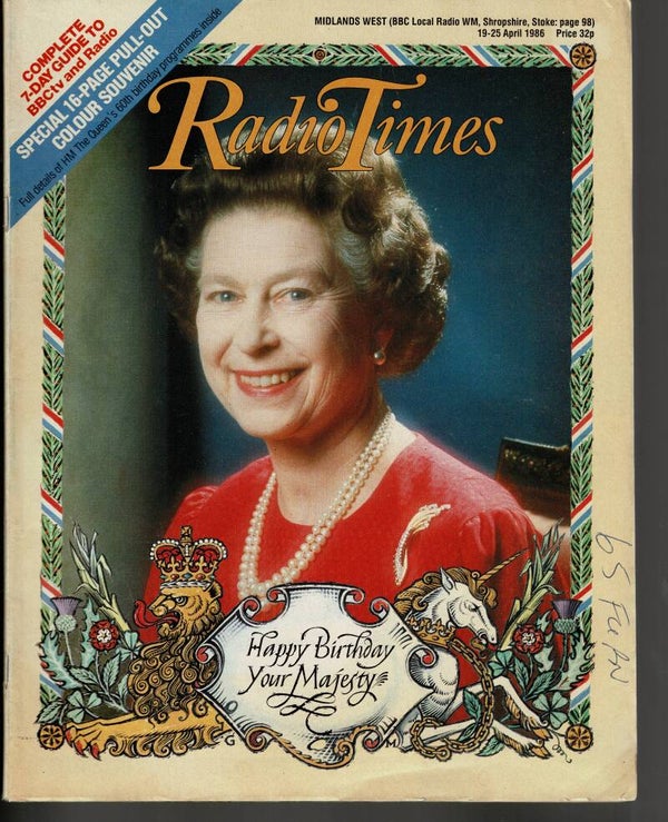 RADIO TIMES UK MAGAZINE 19TH - 25TH APRIL 1986 VINTAGE BACK ISSUE MAGAZINES TILLEYS