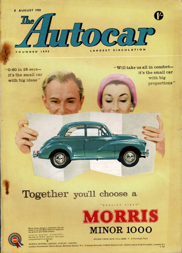 AUTOCAR UK MOTORING MAGAZINE 8TH AUGUST 1958  VINTAGE BACK ISSUE MAGAZINES TILLEYS