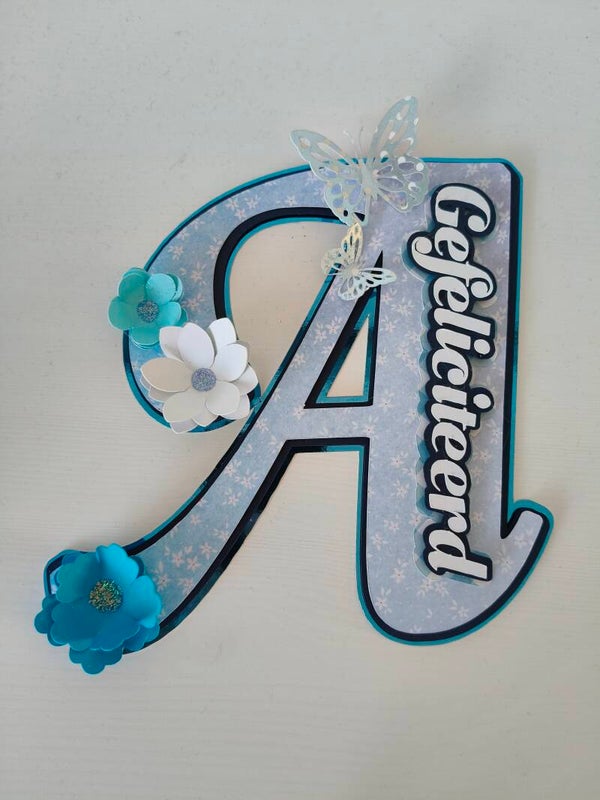 Letterkaart A met Gefeliciteerd