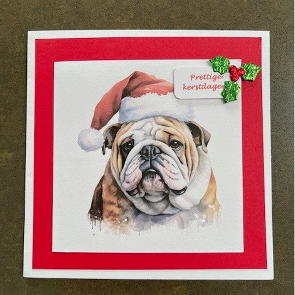 Kaart Kerst Engelse Bulldog 01 met envelop