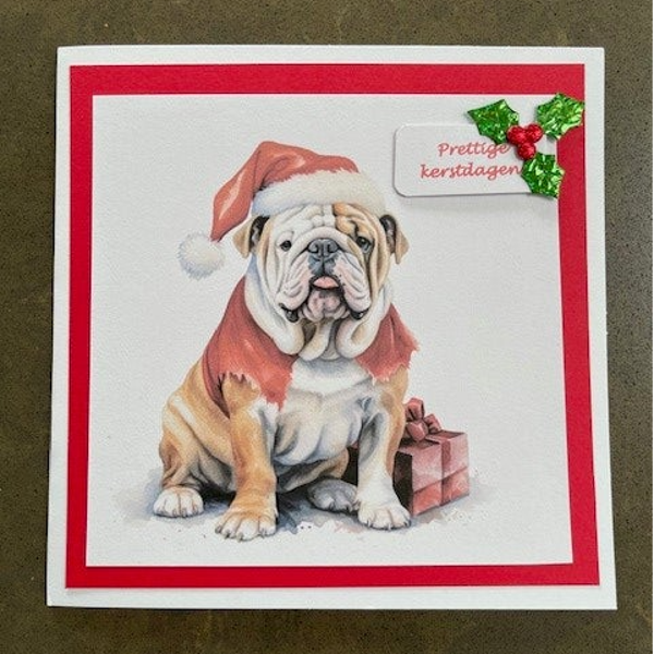 Kaart Kerst Engelse Bulldog 02 met envelop