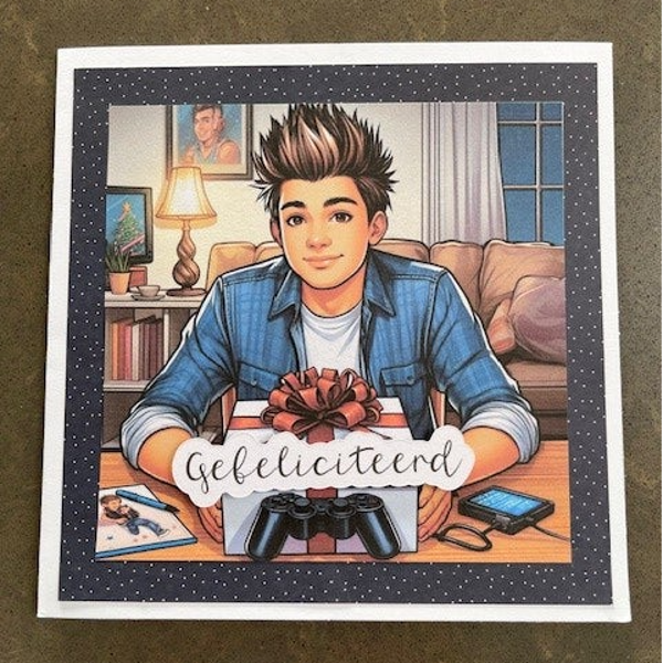 Kaart Gefeliciteerd Jongen met envelop