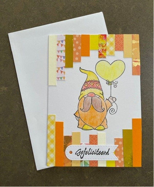 Kaart Gefeliciteerd Gnoom met envelop