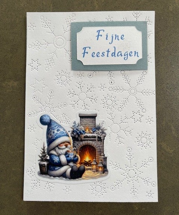 Kaart Kerst Fijne Feestdagen kabouter met envelop