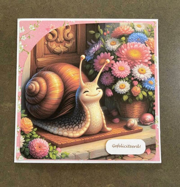 Kaart Gefeliciteerd Slak met envelop