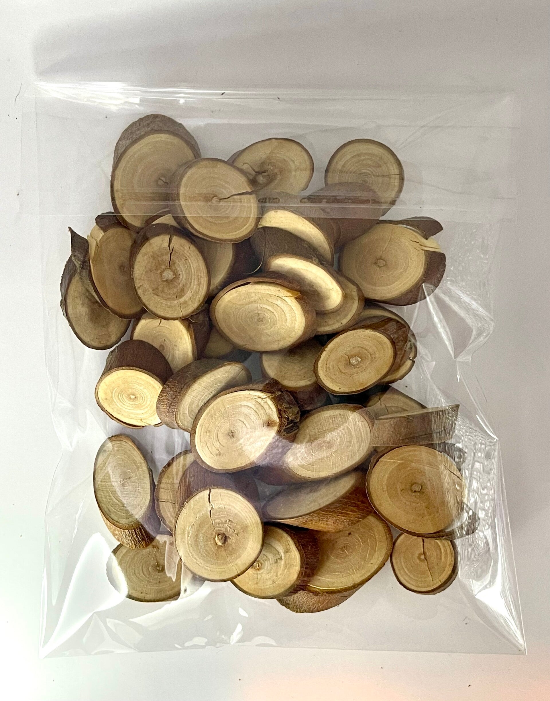 Knutselzakje Houten Schijfjes mini 50 gram