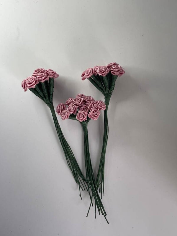 Knutselzakje Roosjes Mini Stekers Oud Roze 3 stuks