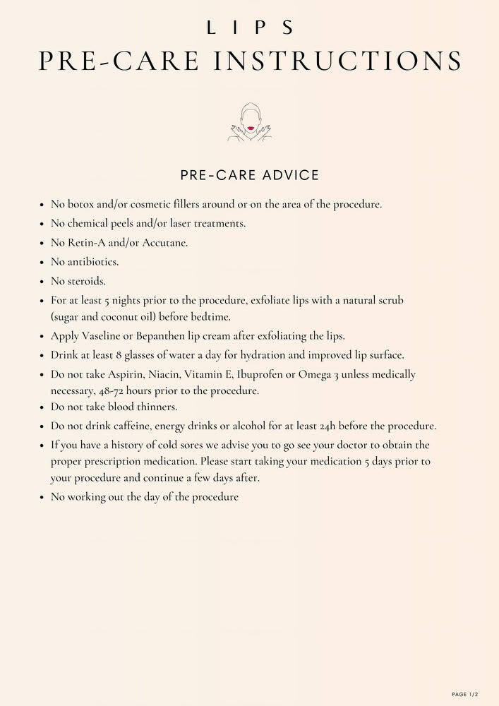 Pre Care Instructions