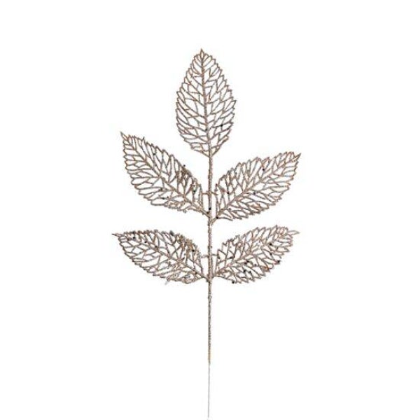 45cm GLITTERED LEAF SPRAY CHAMPAGNE