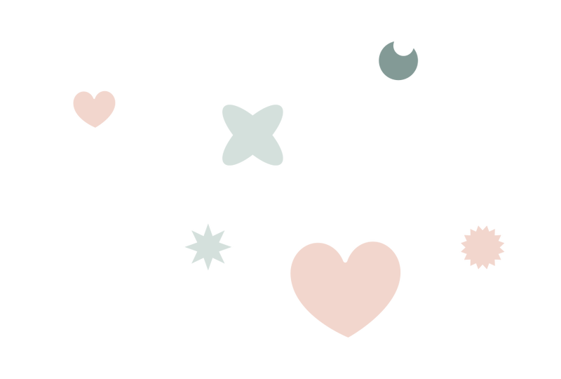 Een leuk decoratief patroontje met de huisstijlicoontjes, hartje, sterretje, planeetje, maantje