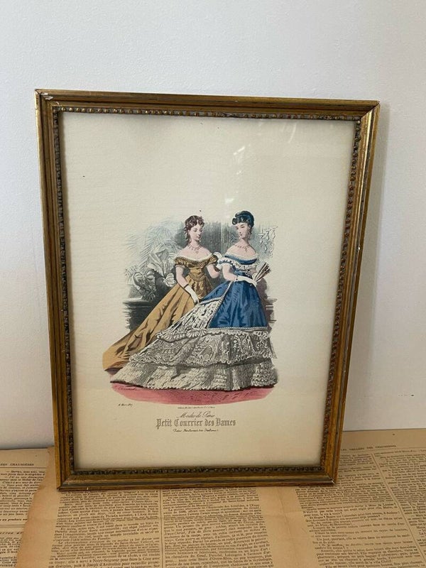 Lithographie de mode ancienne – Petit Courrier des Dames, 16 mars 1867