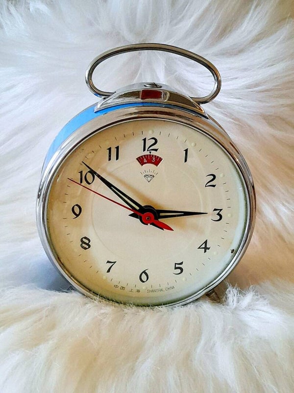 Réveil matin rétro bleu – en parfait état de marche