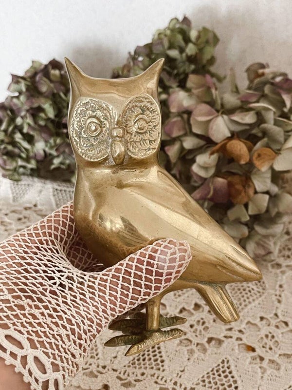 Hibou en laiton, éclat doré et charme vintage
