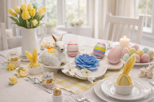 Ostern Platte mit Hase , Eiern und Kerze