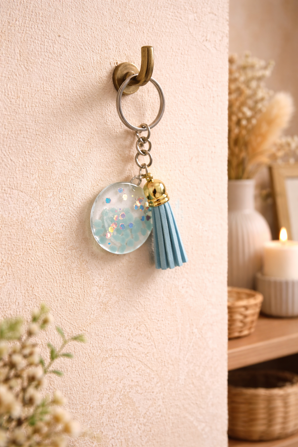 Epoxidharz Schlüsselanhänger mit Glitzer