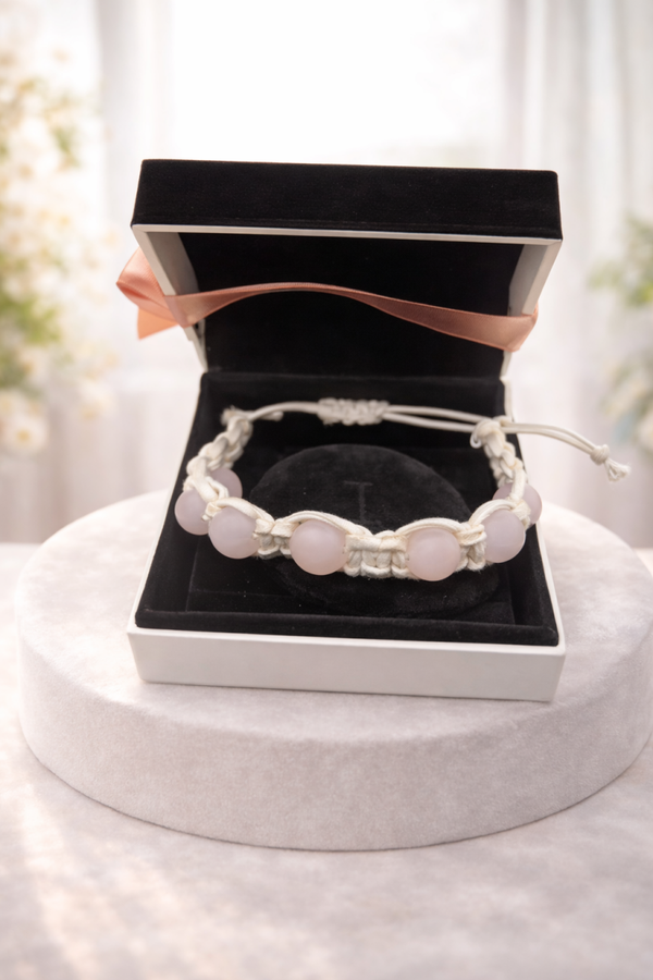 Lederarmband weiß mit Rosa Perlen