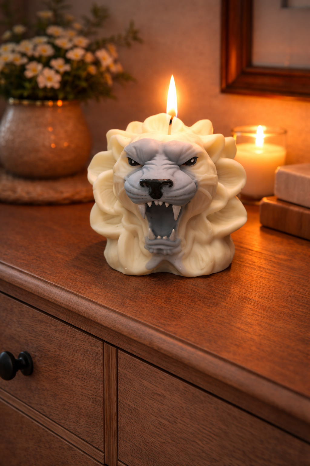 Kerze Löwenkopf Löwe Katze