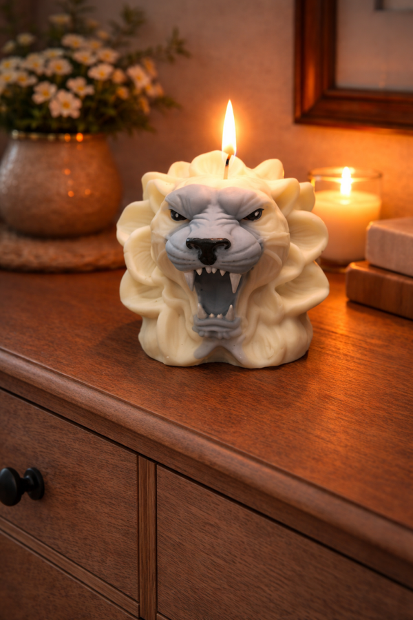 Kerze Löwenkopf Löwe Katze