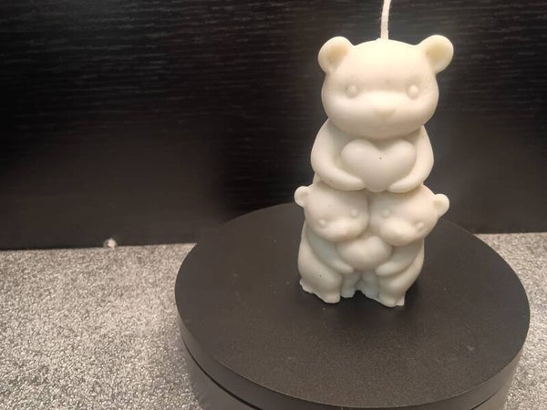 Kerze Bärenfamilie mit Herz