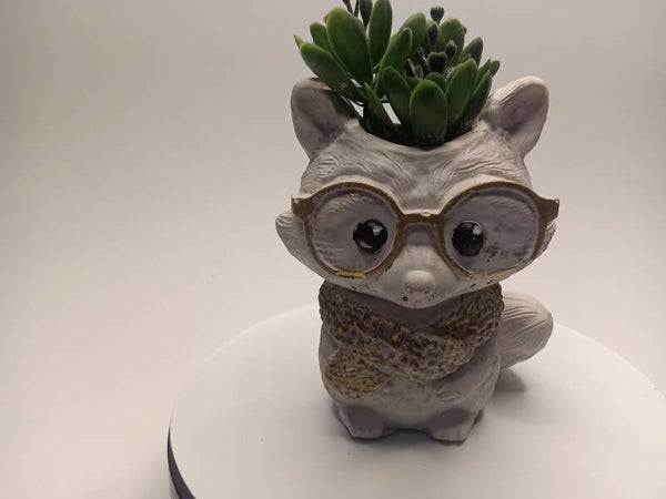 Gips Becher Fuchs mit Brille