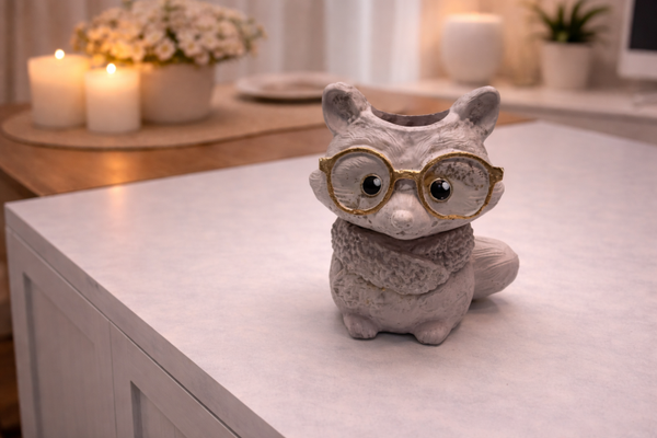 Gips Becher Fuchs mit Brille