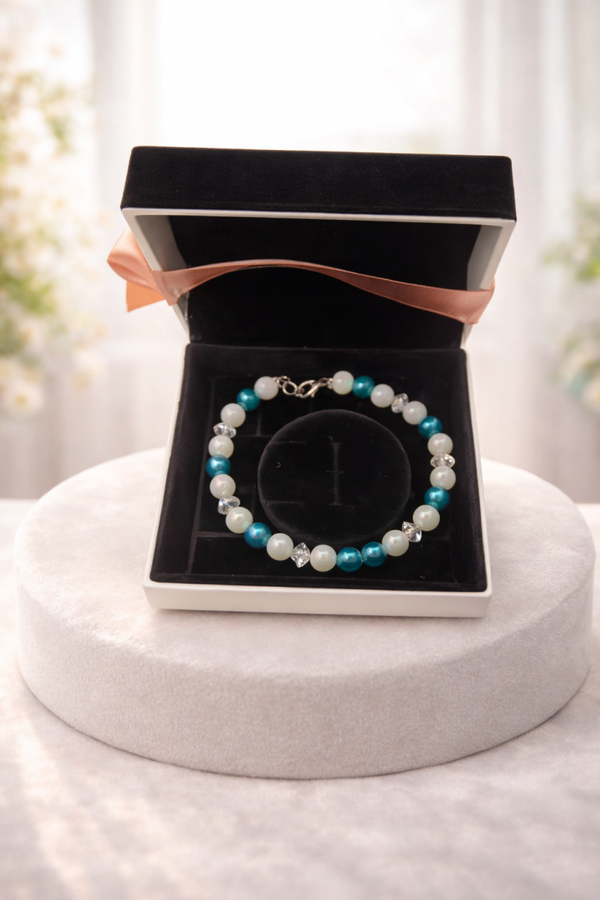 Armband weiß petrol