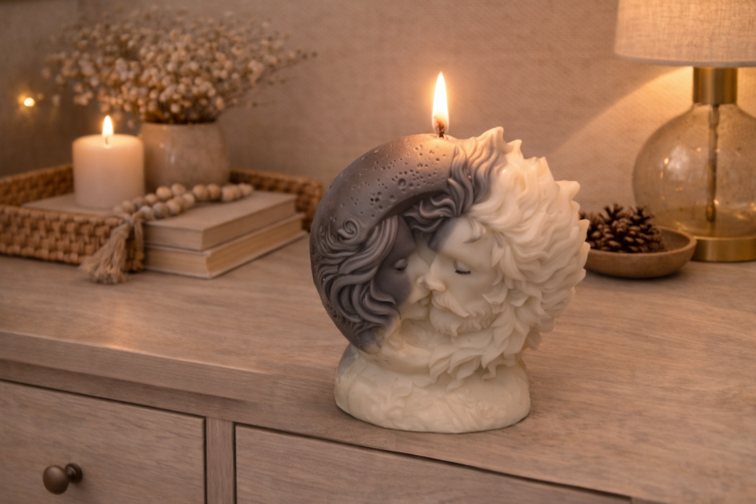 Kerze Sonne Mond Paar Liebe