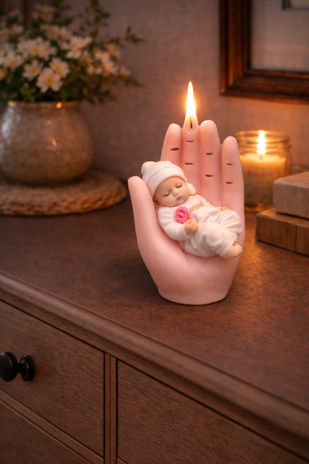 Kerze Hand mit Baby Kind