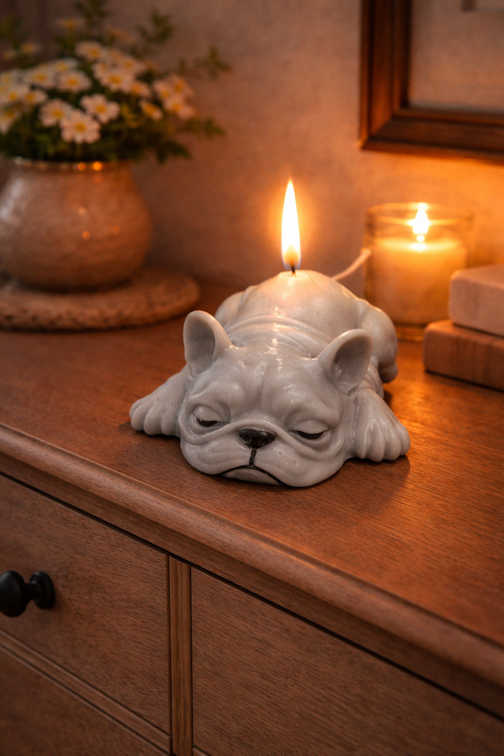 Kerze  Bulldogge Hund