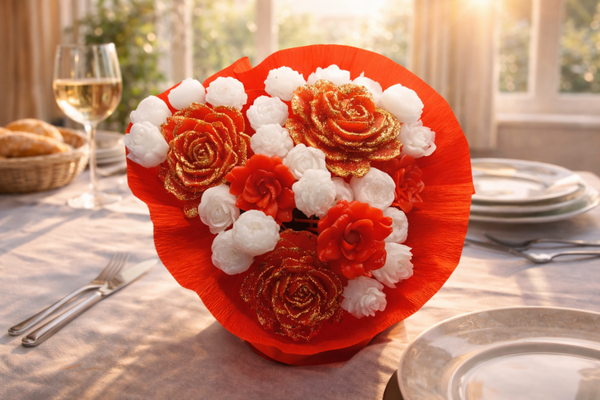 Gesteck Blumenstraus mit Kerzen Blumen