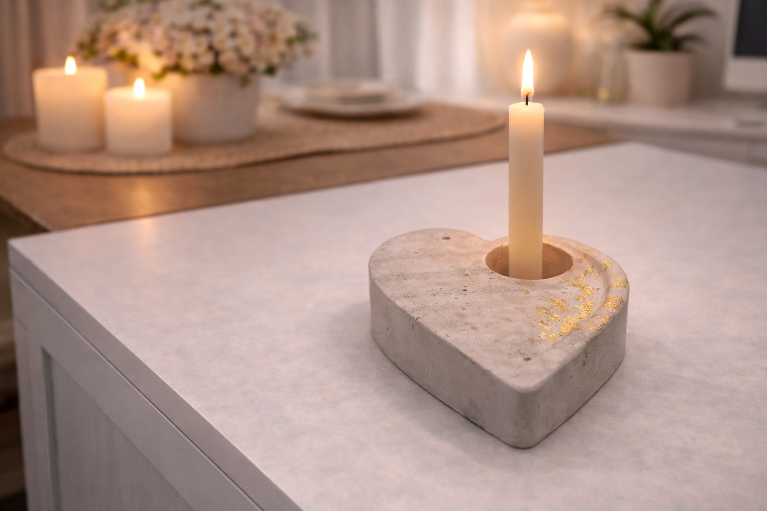 Gips Kerzenhalter Herz